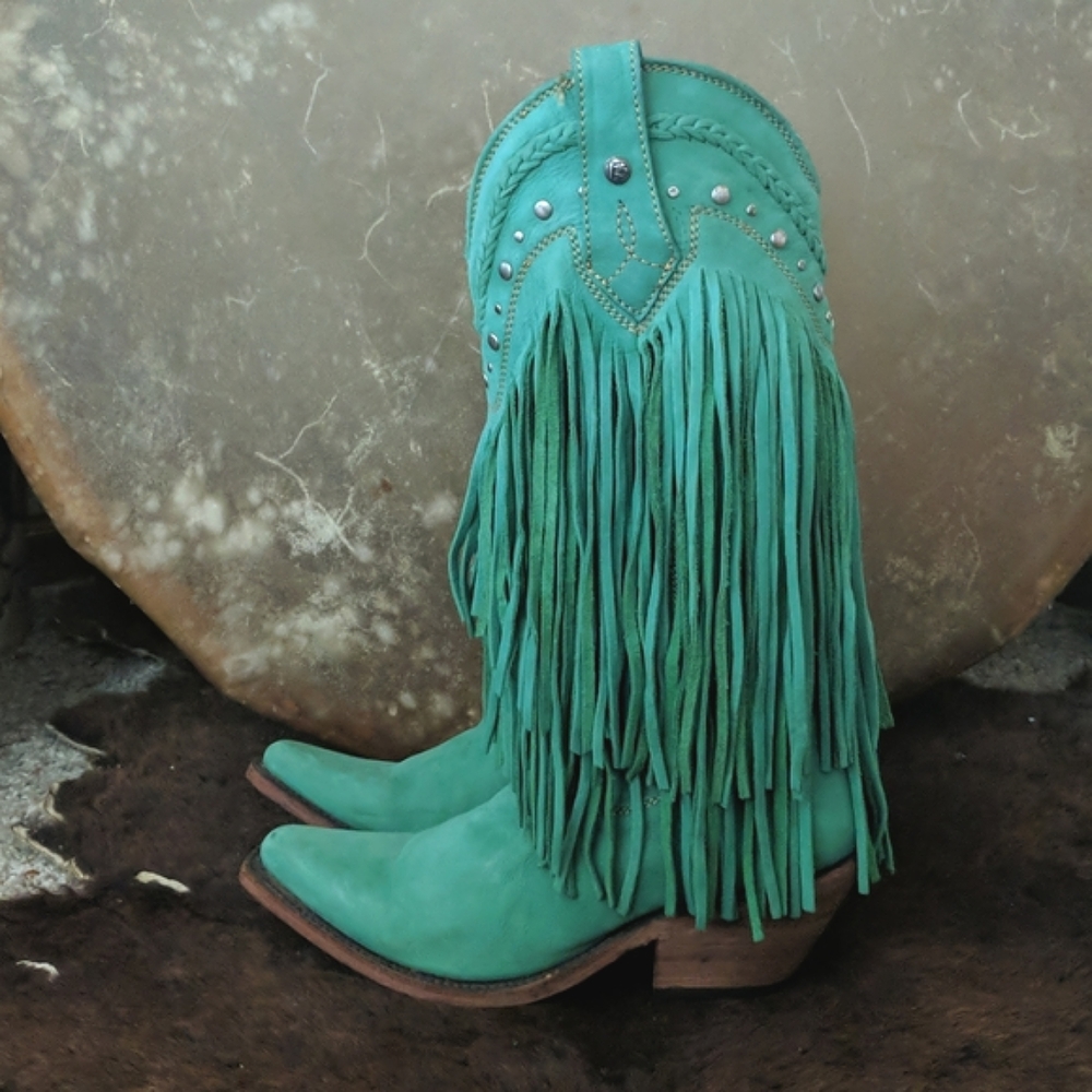 LIBERTY BLACK Vegas Turquesa LB71124 fringed cowgirl western boots sz 6.5 EUC - Picture 3 of 16